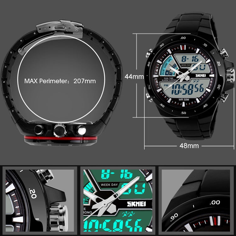 SKMEI 1016 Multifunctional Men Outdoor Sports Noctilucent Waterproof Double Digital Watch (Black) - Sport Watches by SKMEI | Online Shopping UK | buy2fix