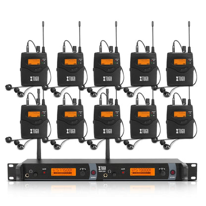 XTUGA IEM1200 Wireless Transmitter 10 Bodypack Stage Singer In-Ear Monitor System (AU Plug) - Microphone by XTUGA | Online Shopping UK | buy2fix