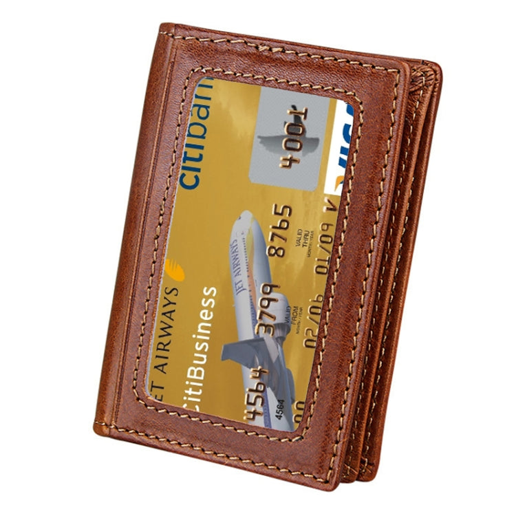 KB86 Genuine Cowhide Leather Solid Color Card Holder Wallet RFID Blocking Coin Purse Card Bag Protect Case with 5 Card Slots & Photo Frame & Business Card Position, Size: 10.6*7.6*1.8 cm(Brown) - Antimagnetic RFID Package by buy2fix | Online Shopping UK | buy2fix