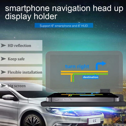 Universal Car GPS HUD Head Up Display Holder / Mobile Phone Navigation Bracket, For iPhone, Galaxy, Huawei, Xiaomi, Lenovo, Sony, LG, HTC and Other Smartphones(Black) - Head Up Display System by buy2fix | Online Shopping UK | buy2fix