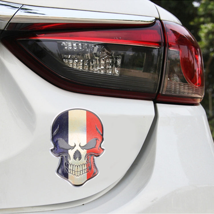 Universal Car France Flag Skull Shape Metal Decorative Sticker - 3D Metal Sticker by buy2fix | Online Shopping UK | buy2fix