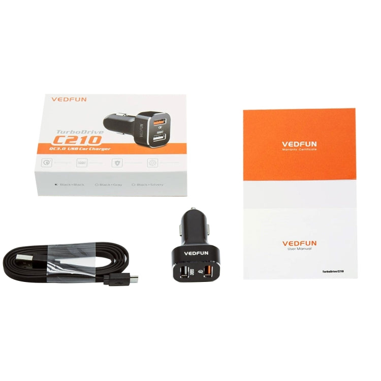 VEDFUN TurboDrive C210 Dual Ports Quick Charge 3.0 + SDDC Technology USB Car Charger for Smartphones and Tablets - In Car by VEDFUN | Online Shopping UK | buy2fix