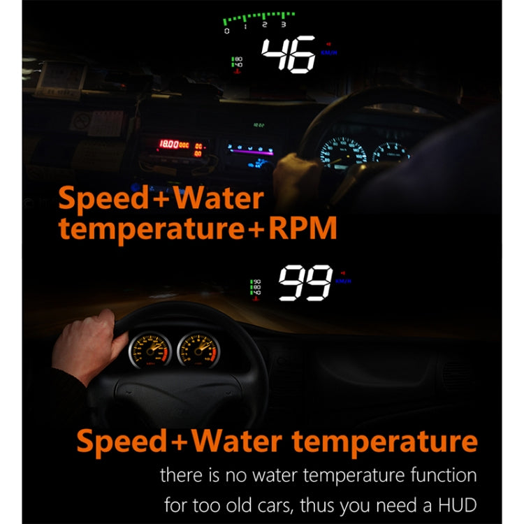 A900 OBD2 3.5 inch Vehicle-mounted Head Up Display Security System, Support Car Speed / Engine Revolving Speed Display / Water Temperature / Voltage / Driving Mileage - Head Up Display System by buy2fix | Online Shopping UK | buy2fix