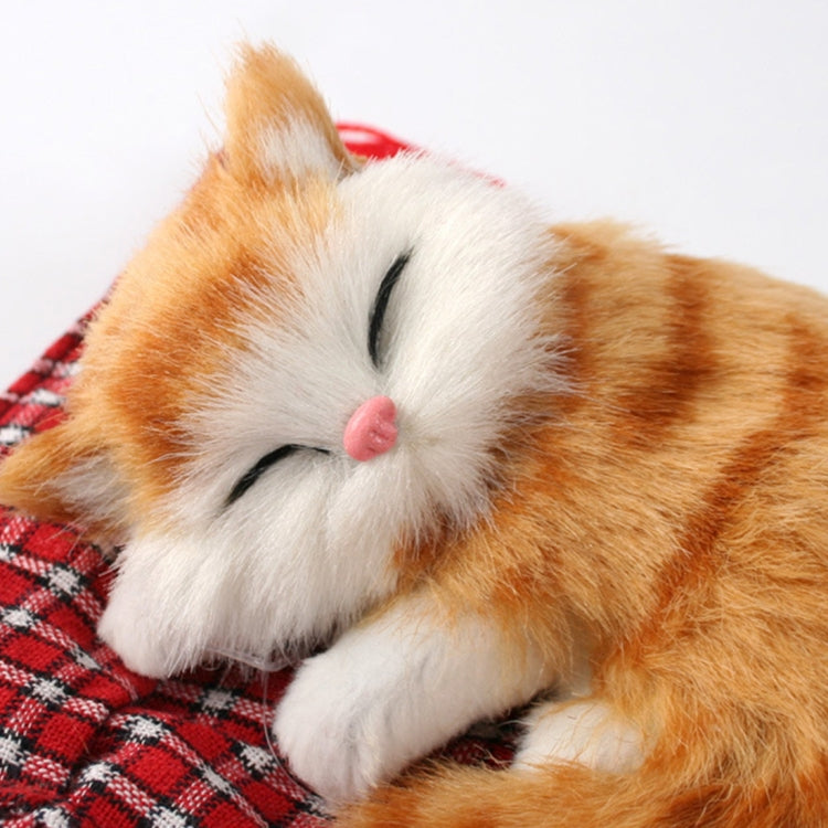 Lovely Simulation Animal Doll Plush Sleeping Cats Toy Cat Mat Doll Decorations Stuffed Toys Car Decoration Crafts, Mat Size: 19*13cm, Cat Size: 14*11cm - Ornaments by buy2fix | Online Shopping UK | buy2fix