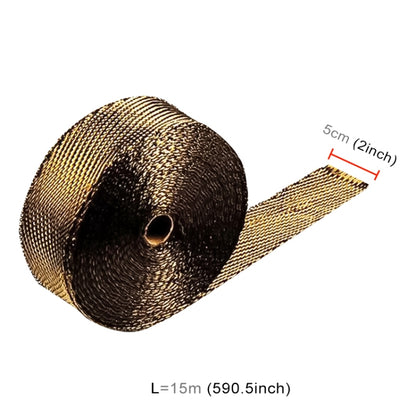 15m Titanium Gold Exhaust Wrap Auto Motor Exhaust Heat Shield Wrap Heat Resistant Wrap - In Car by buy2fix | Online Shopping UK | buy2fix