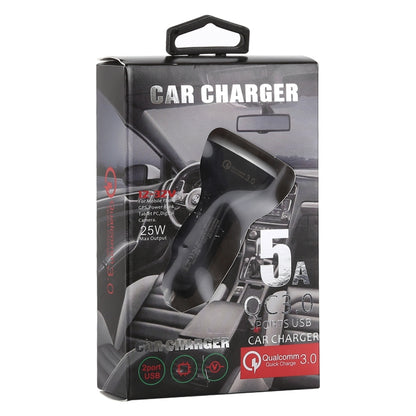 LZ-429 QC3.0 2.4A Three USB Ports Smart Quick Car Charger(Black) - In Car by buy2fix | Online Shopping UK | buy2fix