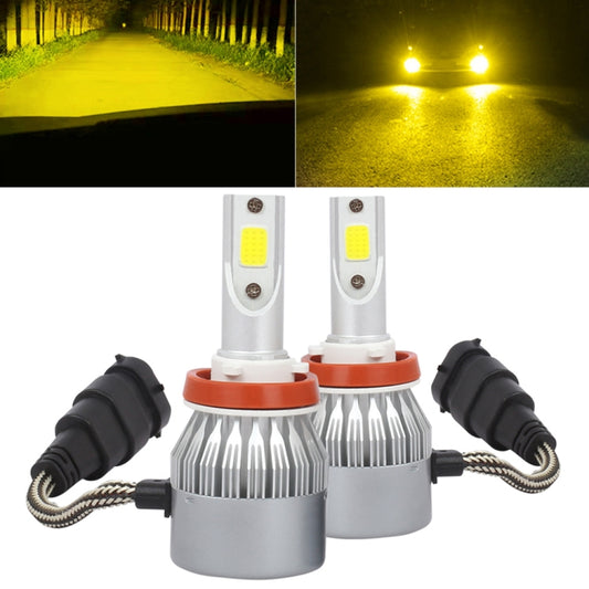 2 PCS H8/H9/H11 18W 1800 LM 3000K IP68 Casnbus Constant Current Car LED Headlight with 2 COB Lamps, DC 9-36V(Gold Light) - LED Headlamps by buy2fix | Online Shopping UK | buy2fix