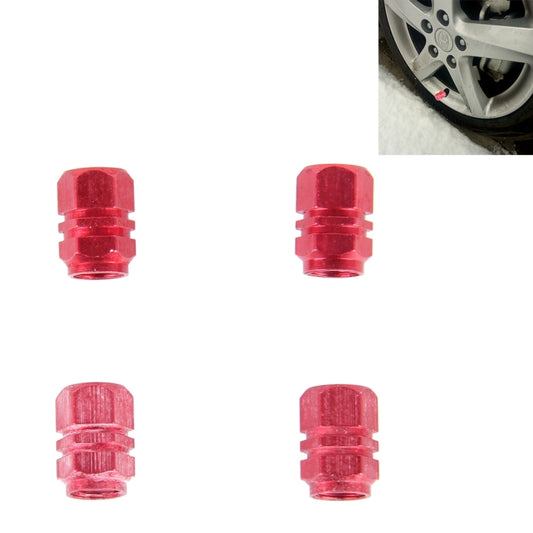 4PCS SA Metal Plated Hexagon Shape Universal Tire Valve Stem Cap(Red) - In Car by buy2fix | Online Shopping UK | buy2fix