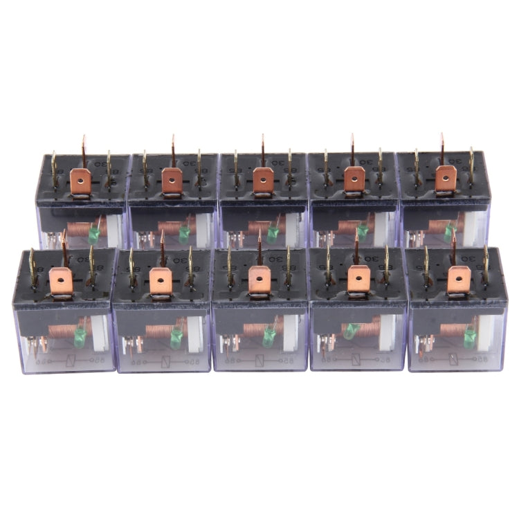 10 PCS JD-1912 80 AMP 12V Waterproof Car Auto Four Plugs Relay with Warning Light - In Car by buy2fix | Online Shopping UK | buy2fix