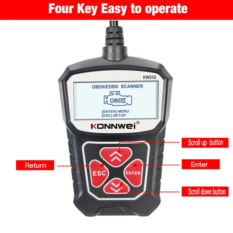 KONNWEI KW310 OBD Car Fault Detector Code Reader ELM327 OBD2 Scanner Diagnostic Tool(Black) - Code Readers & Scan Tools by KONNWEI | Online Shopping UK | buy2fix