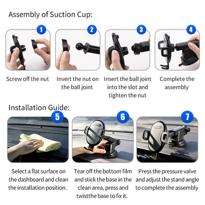 ROCK SPACE RAM0009 Suction Cup Retractable Rotating Mechanical Car Holder, Suitable for Phones within 66-102mm Width -  by ROCK | Online Shopping UK | buy2fix