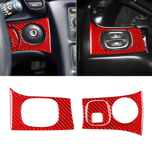 3 in 1 Carbon Fiber Car Headlight Key Panel Sticker for Chevrolet Corvette C5 1998-2004, Left Drive(Red) - In Car by buy2fix | Online Shopping UK | buy2fix