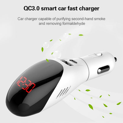 Multifunctional Formaldehyde Removal Air Purifier QC3.0 Car Phone Charger Display Screen (White) -  by buy2fix | Online Shopping UK | buy2fix