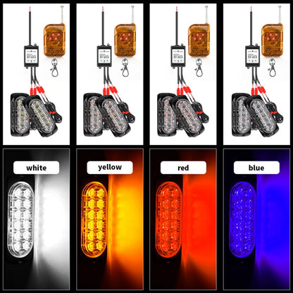 DC12V-24V / 18W 4 in 1 Front Grille Emergency Strobe Flash Warning Light Pickup 12LEDs Side Light Wireless Control 16 Modes (White Light) - In Car by buy2fix | Online Shopping UK | buy2fix