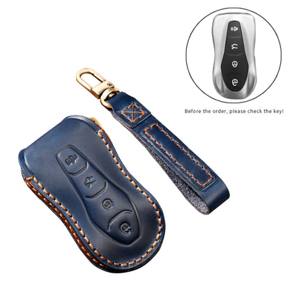 Hallmo Car Cowhide Leather Key Protective Cover Key Case for Geely Emgrand A Style(Blue) -  by Hallmo | Online Shopping UK | buy2fix