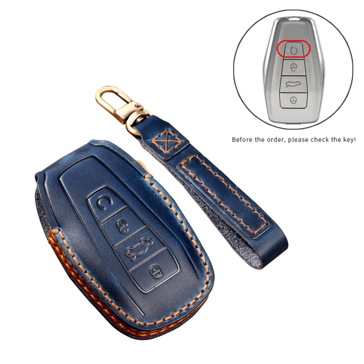 Hallmo Car Cowhide Leather Key Protective Cover Key Case for Geely Emgrand B Style(Brown) -  by Hallmo | Online Shopping UK | buy2fix