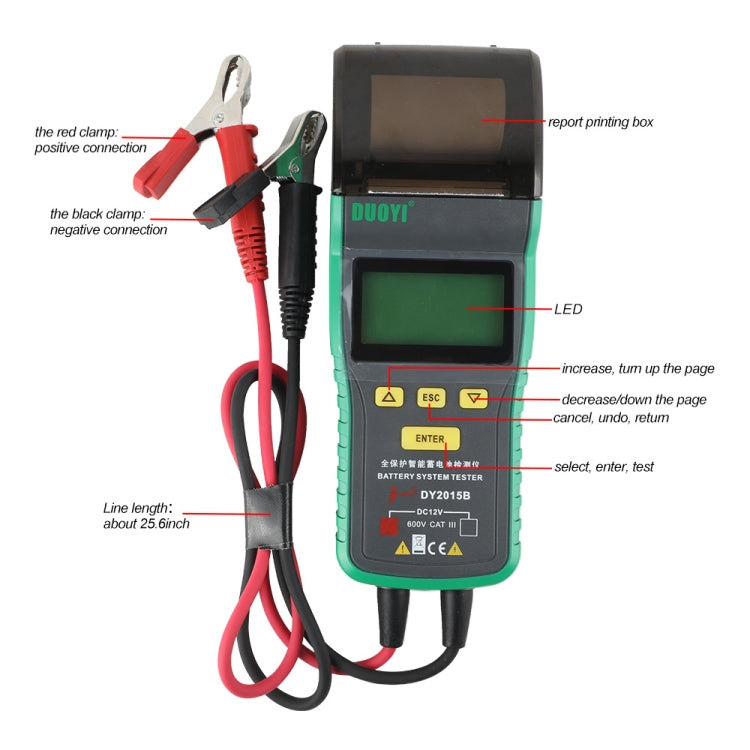 DUOYI DY2015B Car 12V Battery Tester - Electronic Test by DUOYI | Online Shopping UK | buy2fix