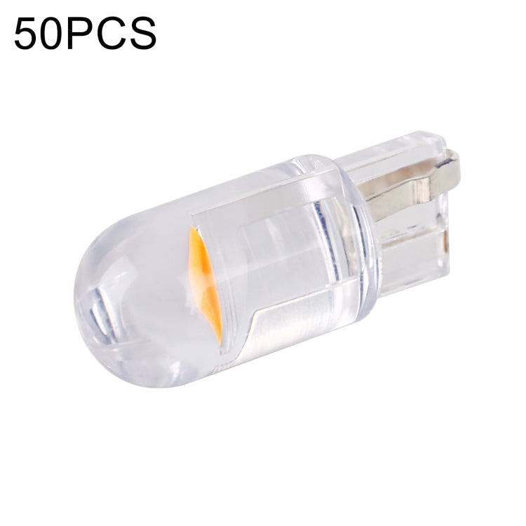 50 PCS T10 DC12V / 0.3W Car Clearance Light COB Lamp Beads (Yellow Light) - In Car by buy2fix | Online Shopping UK | buy2fix
