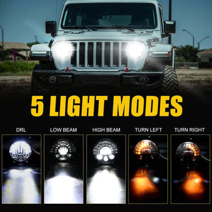 7 inch Car Matrix Gradient LED Headlight Lamps for Jeep Wrangler - In Car by buy2fix | Online Shopping UK | buy2fix