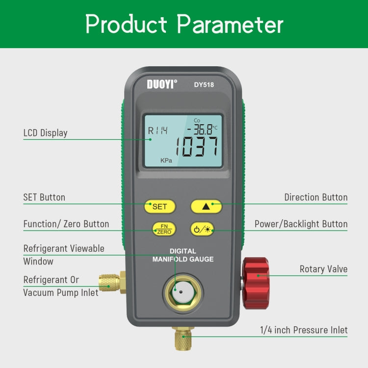 DUOYI DY518 Car Air Conditioning Repair Electronic Refrigerant Meter Air Conditioning Fluoride Meter - In Car by buy2fix | Online Shopping UK | buy2fix