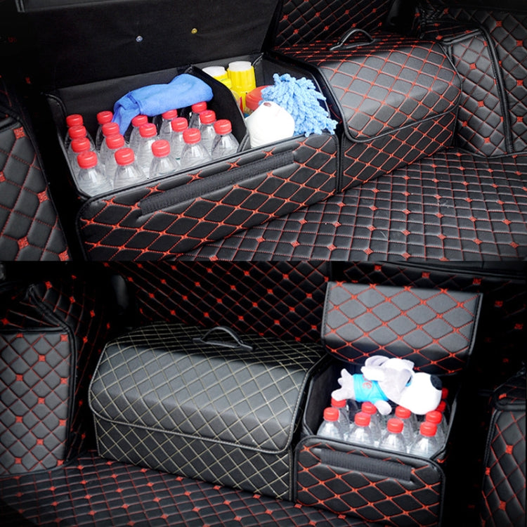 Car Trunk Foldable Storage Box, Rhombic Grid Small Size: 33 x 32 x 30cm (Beige) - In Car by buy2fix | Online Shopping UK | buy2fix