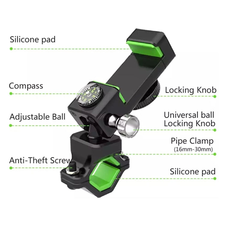 Bicycle / Motorcycle Anti-theft Anti-take Off Mobile Phone Holder with Light (Black) - Outdoor & Sports by buy2fix | Online Shopping UK | buy2fix