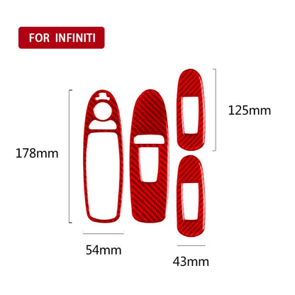 Car Carbon Fiber A Style Window Glass Lift Panel Decorative Sticker for Infiniti Q50 2014-2020, Left Drive (Red) - In Car by buy2fix | Online Shopping UK | buy2fix