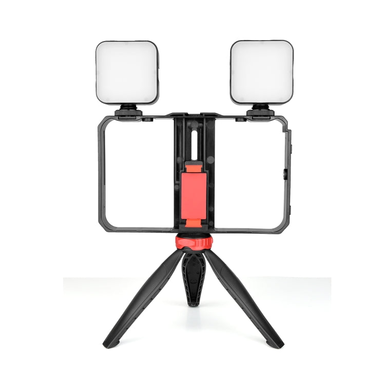 YELANGU PC203 YLG1801C Vlogging Live Broadcast LED Selfie Light Smartphone Video Rig Handle Stabilizer Plastic Bracket Tripod Kits - Camera Cage by YELANGU | Online Shopping UK | buy2fix