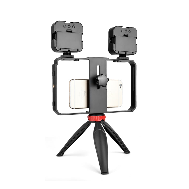 YELANGU PC203 YLG1801C Vlogging Live Broadcast LED Selfie Light Smartphone Video Rig Handle Stabilizer Plastic Bracket Tripod Kits - Camera Cage by YELANGU | Online Shopping UK | buy2fix