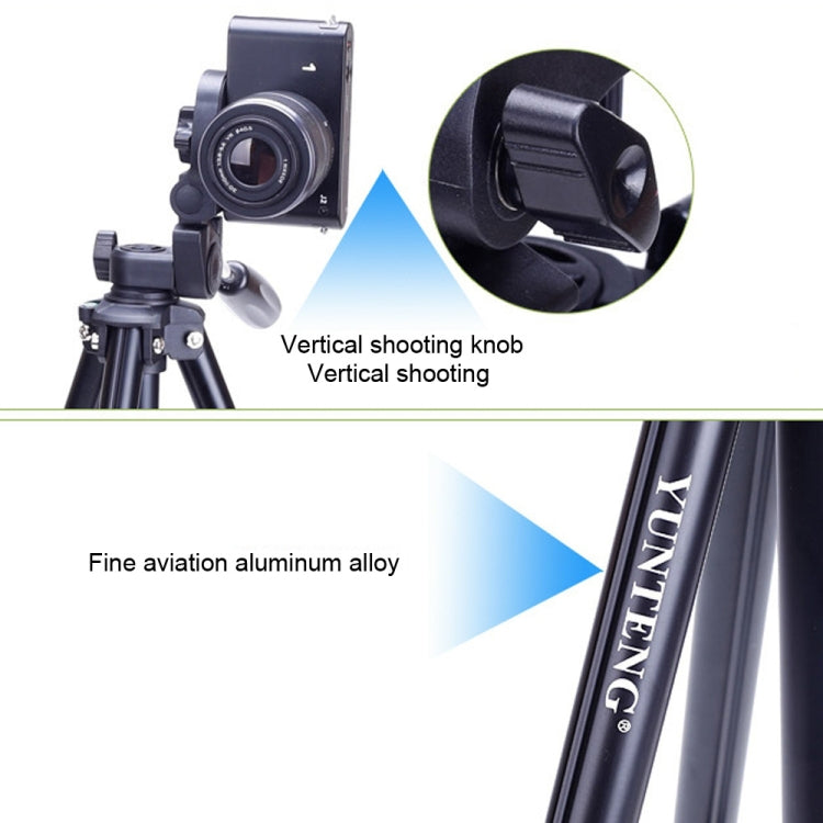 YUNTENG VCT-680RM 4-Section Folding Legs Aluminum Alloy Tripod Mount with Three-Dimensional Tripod Head for DSLR & Digital Camera, Adjustable Height: 46-138cm (Black) - Tripods by YUNTENG | Online Shopping UK | buy2fix