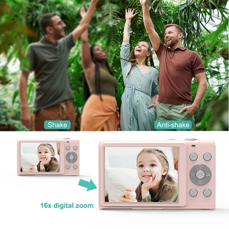 DC402 2.4 inch 44MP 16X Zoom 1080P Full HD Digital Camera Children Card Camera, EU Plug (Pink) - Consumer Electronics by buy2fix | Online Shopping UK | buy2fix