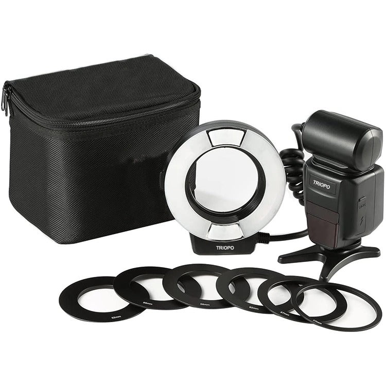 TRIOPO TR-15EX Macro Ring TTL Flash Light with 6 Different Size Adapter Rings For Nikon I-TTL (Black) - Ring Light Flashes by TRIOPO | Online Shopping UK | buy2fix