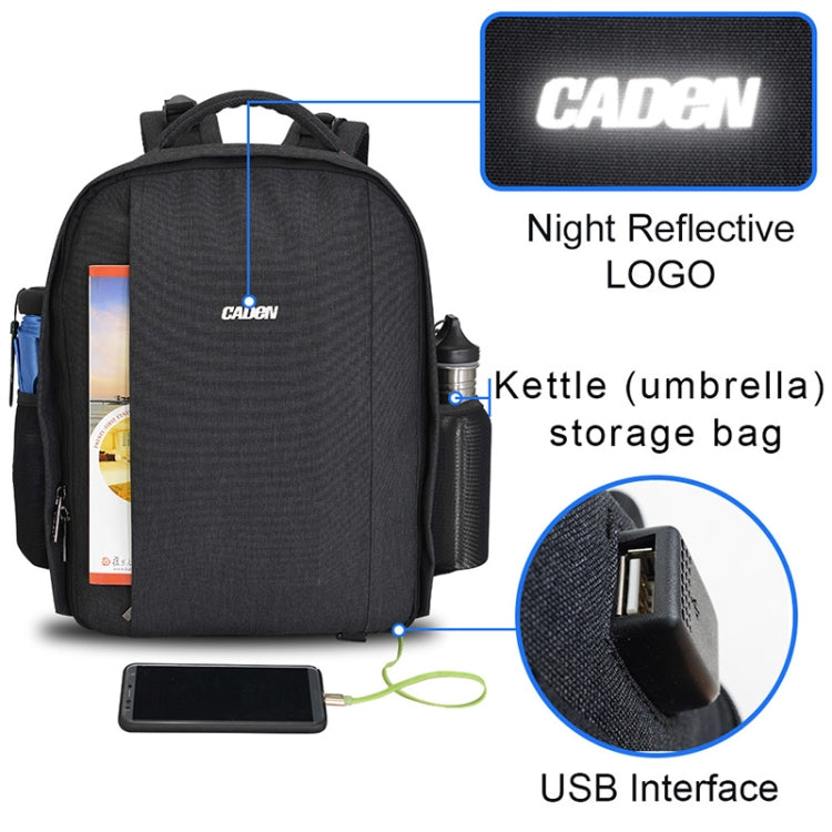 CADeN Multifunctional Shoulder SLR Camera Lens Bag Photography Backpack (Black) - Camera Accessories by CADeN | Online Shopping UK | buy2fix