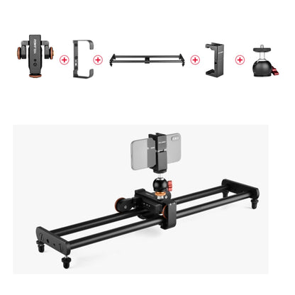 YELANGU L60E 60cm Slide Rail Track + L4 3-Wheel Video Dolly with Phone Clamp & Ballhead - Camera Accessories by YELANGU | Online Shopping UK | buy2fix