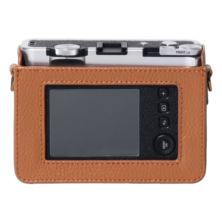 For FUJIFILM instax mini Evo Full Body Camera Genuine Leather Case Bag with Strap(Brown) - Camera Accessories by buy2fix | Online Shopping UK | buy2fix