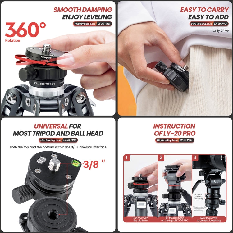 Fotopro LY-20 Pro 360 Degree Panorama Tripod Head Base (Black) - Tripod Heads by Fotopro | Online Shopping UK | buy2fix