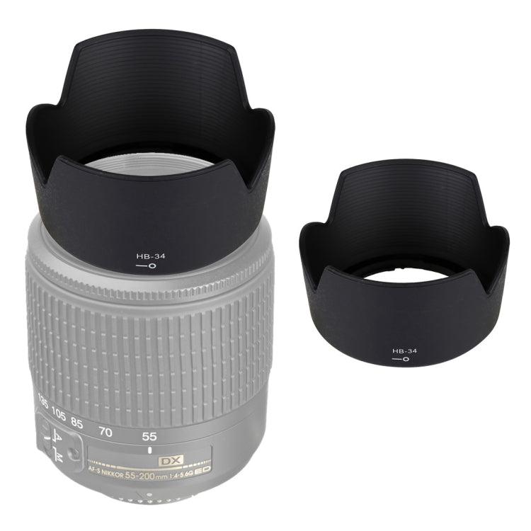 HB-34 Lens Hood Shade for Nikon 55-200mm f/4-5.6 G ED Lens - Camera Accessories by buy2fix | Online Shopping UK | buy2fix