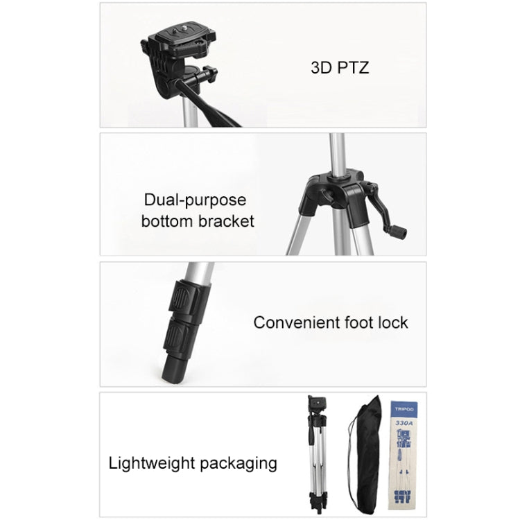 Live Broadcast Tripod 3-Section Folding Legs Aluminum Alloy Tripod Mount with U-Shape Three-Dimensional Tripod Head & Phone Clamp for DSLR & Digital Camera, Adjustable Height: 47.5-133cm - Camera Accessories by buy2fix | Online Shopping UK | buy2fix