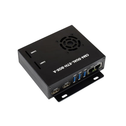 Waveshare Dual Gigabit Ethernet Mini-Computer with Metal Case & Cooling Fan for Raspberry Pi CM4(EU Plug) - Mini PC Accessories by WAVESHARE | Online Shopping UK | buy2fix