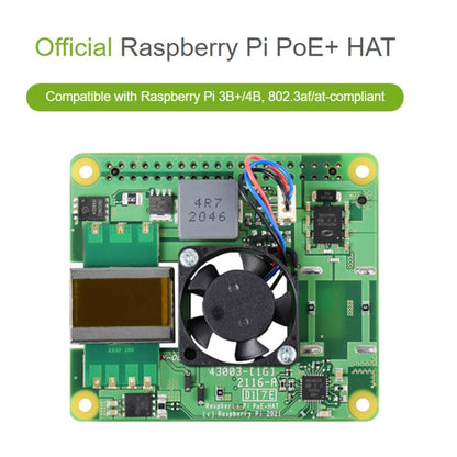 Waveshare Raspberry Pi PoE+ HAT Ethernet Expansion Board for Raspberry Pi 3B+/4B - Modules Expansions Accessories by WAVESHARE | Online Shopping UK | buy2fix