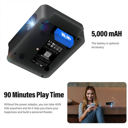 AUN A30C Pro 480P 3000 Lumens Sync Screen with Battery Version Portable Home Theater LED HD Digital Projector (EU Plug) - LED Projector by AUN | Online Shopping UK | buy2fix