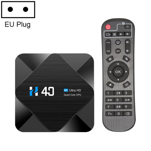 H40 4K Ultra HD Smart TV BOX Android 10.0 Media Player with Remote Control, Quad-core, RAM: 4GB, ROM: 32GB(EU Plug) - Amlogic S905 by buy2fix | Online Shopping UK | buy2fix