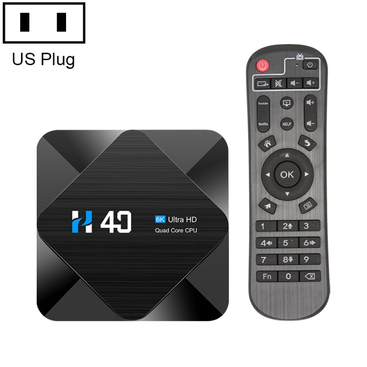 H40 4K Ultra HD Smart TV BOX Android 10.0 Media Player with Remote Control, Quad-core, RAM: 4GB, ROM: 64GB(US Plug) - Amlogic S905 by buy2fix | Online Shopping UK | buy2fix