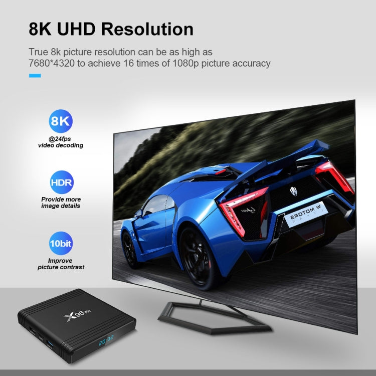 X96 Air 8K Smart TV BOX Android 9.0 Media Player with Remote Control, Quad-core Amlogic S905X3, RAM: 4GB, ROM: 32GB, Dual Band WiFi, Bluetooth, EU Plug - Consumer Electronics by buy2fix | Online Shopping UK | buy2fix