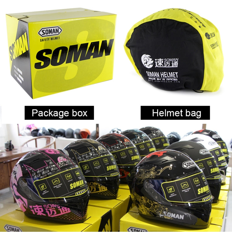 Soman SM-960 Motorcycle Electromobile Full Face Helmet Double Lens Protective Helmet(Blue with Blue Lens) -  by SOMAN | Online Shopping UK | buy2fix