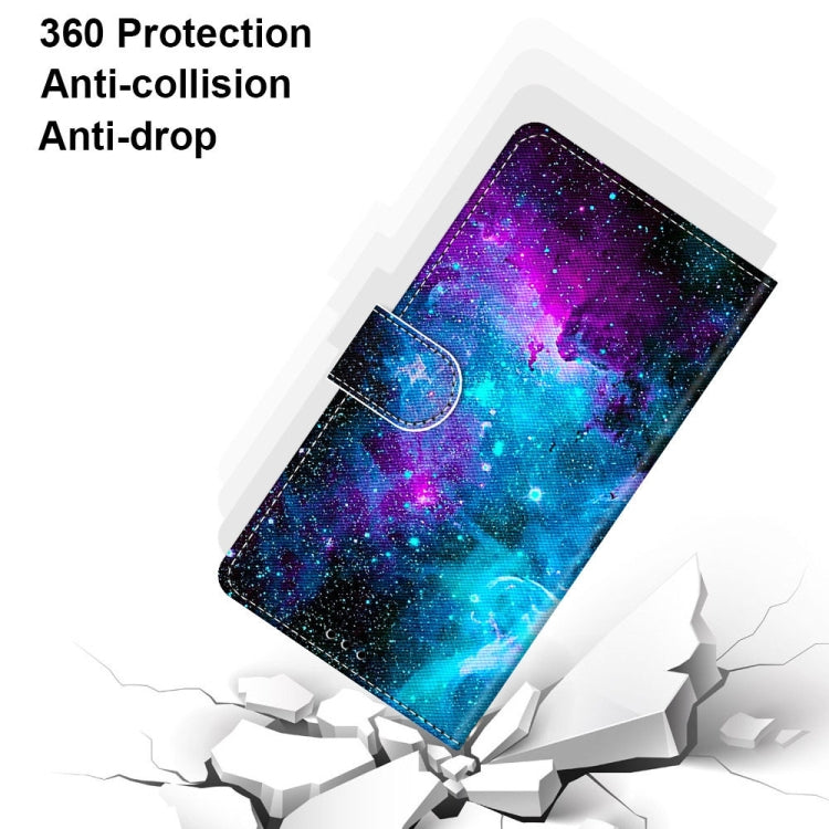 For Xiaomi Redmi 9A Coloured Drawing Cross Texture Horizontal Flip PU Leather Case with Holder & Card Slots & Wallet & Lanyard(Purple Green Starry Sky) - Xiaomi Cases by buy2fix | Online Shopping UK | buy2fix