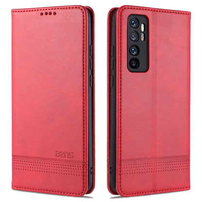 For Xiaomi Mi Note 10 Lite ZNS Magnetic Calf Texture Horizontal Flip Leather Case with Card Slots & Holder & Wallet(Red) - Xiaomi Cases by AZNS | Online Shopping UK | buy2fix