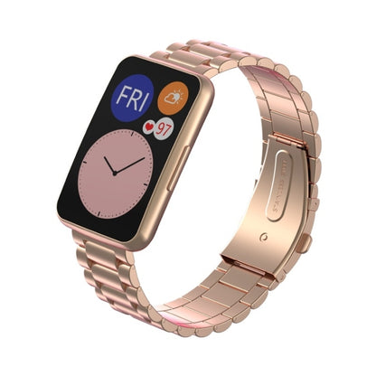 For Huawei Watch Fit Three-beads Metal Watch Band(Rose Gold) - Smart Wear by buy2fix | Online Shopping UK | buy2fix