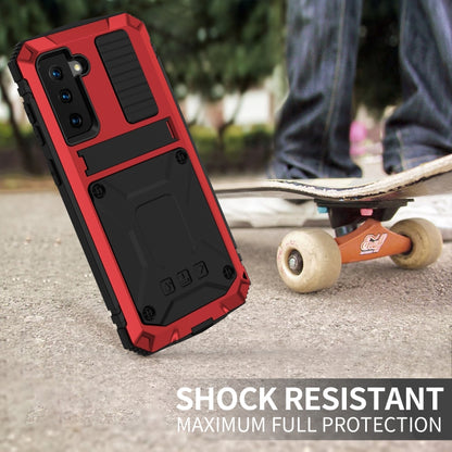 For Samsung Galaxy S21 5G R-JUST Shockproof Waterproof Dust-proof Metal + Silicone Protective Case with Holder(Red) - Galaxy S21 5G Cases by R-JUST | Online Shopping UK | buy2fix