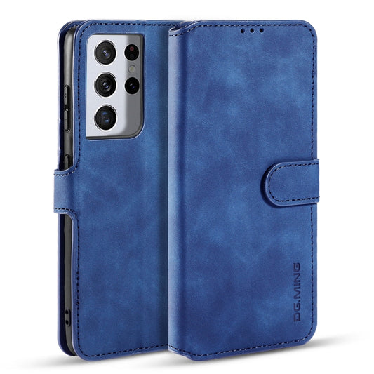 For Samsung Galaxy S21 Ultra 5G DG.MING Retro Oil Side Horizontal Flip Case with Holder & Card Slots & Wallet(Blue) - Galaxy S21 5G Cases by DG.MING | Online Shopping UK | buy2fix